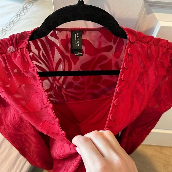 Jonathan Simkhai fil coupe long sleeve bodysuit size small red - Picture 9 of 10